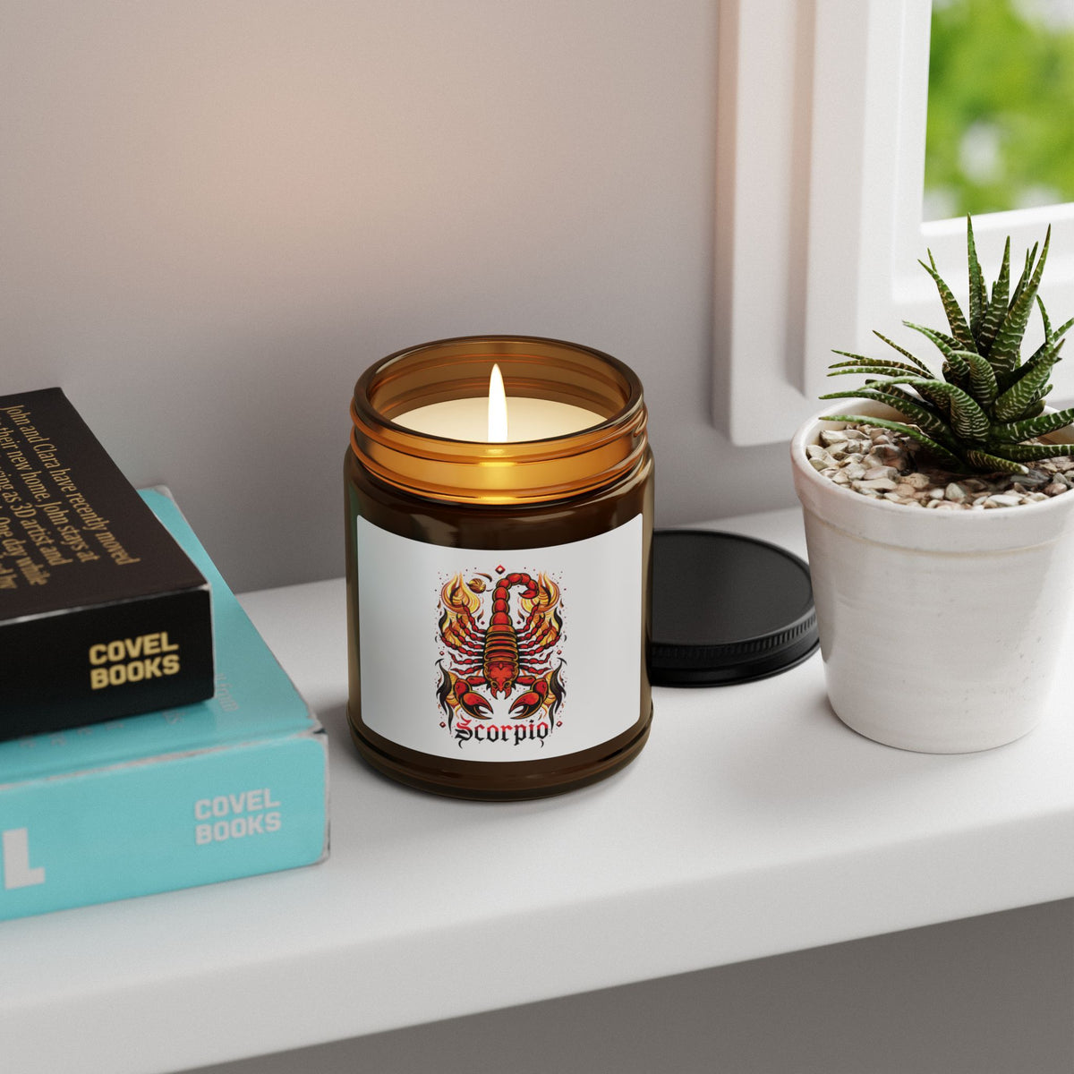 Scorpio Zodiac soy candle in amber jar