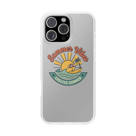 Summer Vibes Clear Phone Case - "Endless Summer" Beach Sun & Palm Design