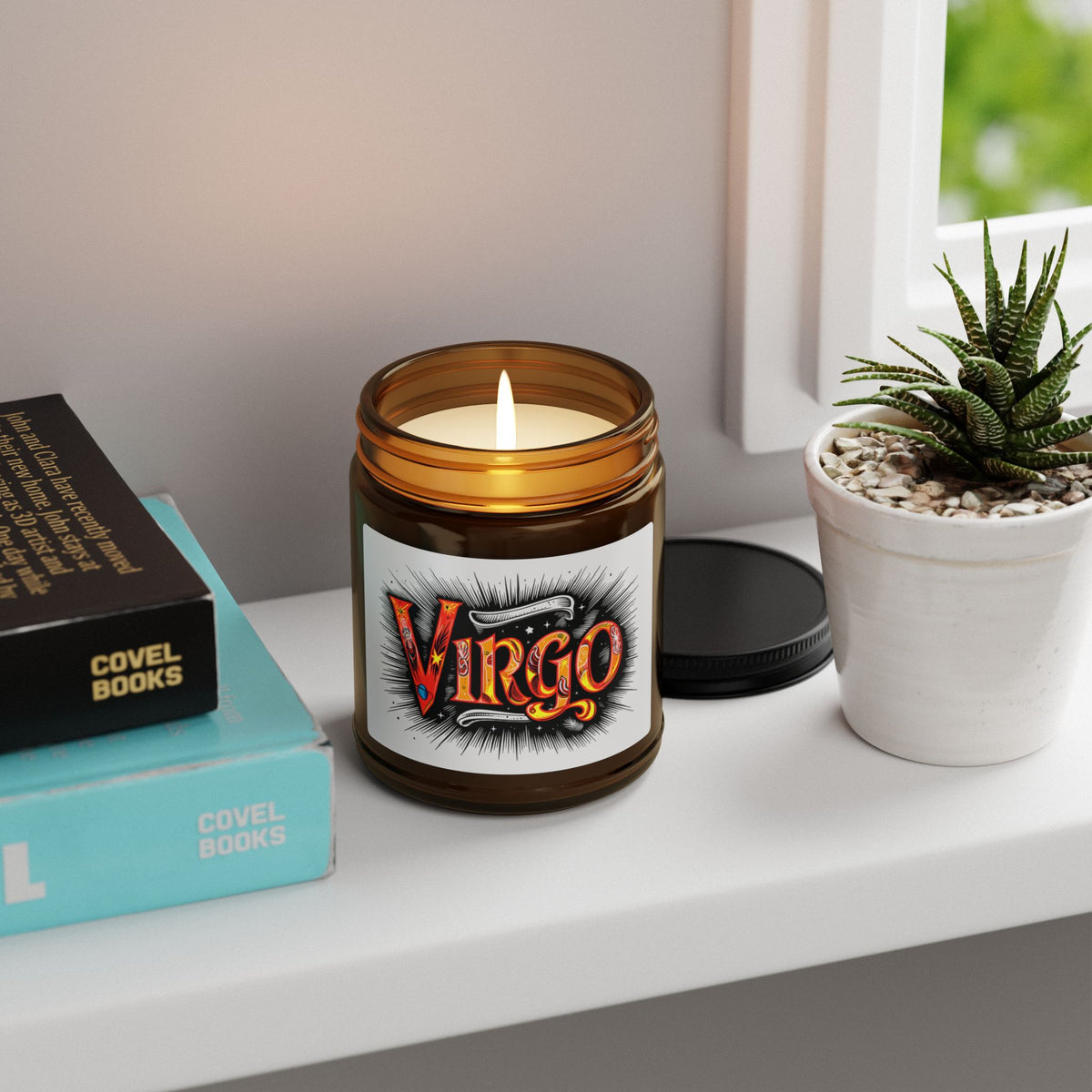 Virgo Zodiac soy candle in amber jar