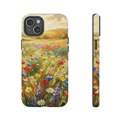 Floral Meadow Tough Phone Case — Painted Wildflower Field Protective Cover - Teeology Clothing
