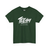 Teeology Brush Script logo graphic T-shirt