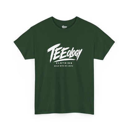 Teeology Brush Script logo graphic T-shirt
