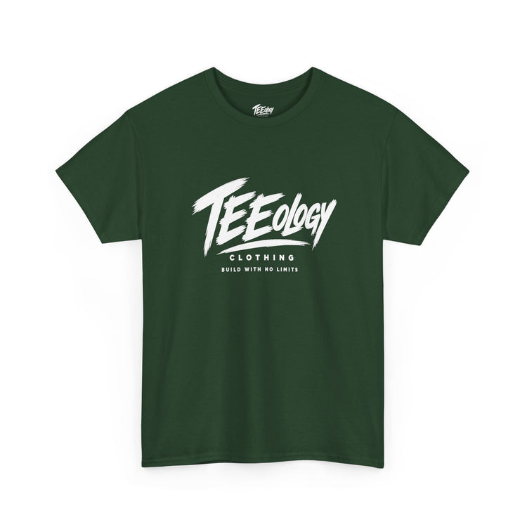 Teeology Brush Script logo graphic T-shirt