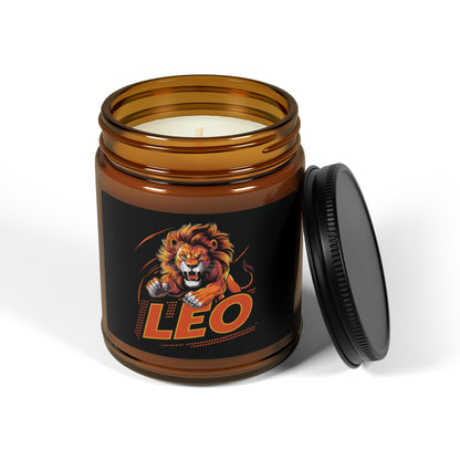 Leo Zodiac soy candle in amber jar
