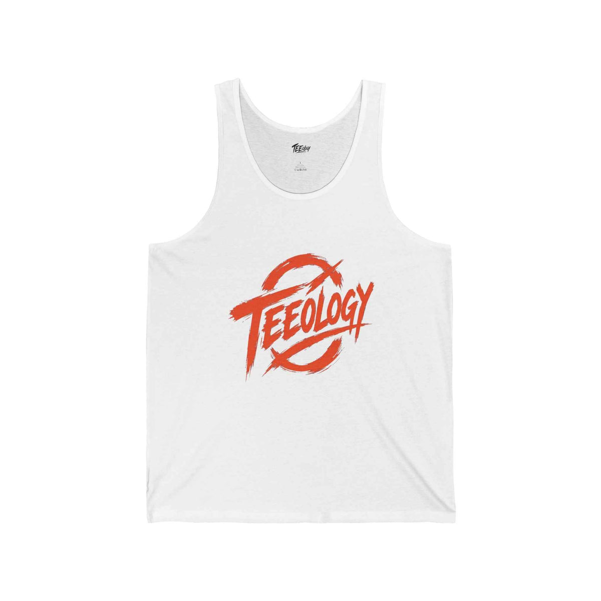 Teeology Logo Tank Top — Red Retro Graphic Jersey Tank