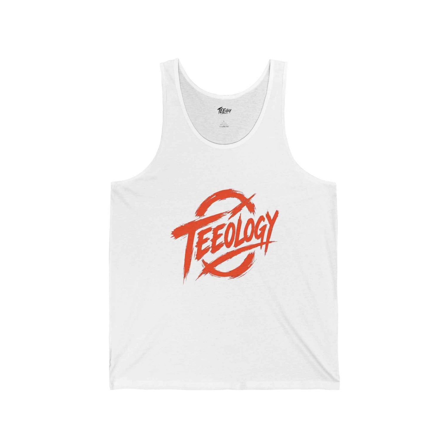 Teeology Logo Tank Top — Red Retro Graphic Jersey Tank