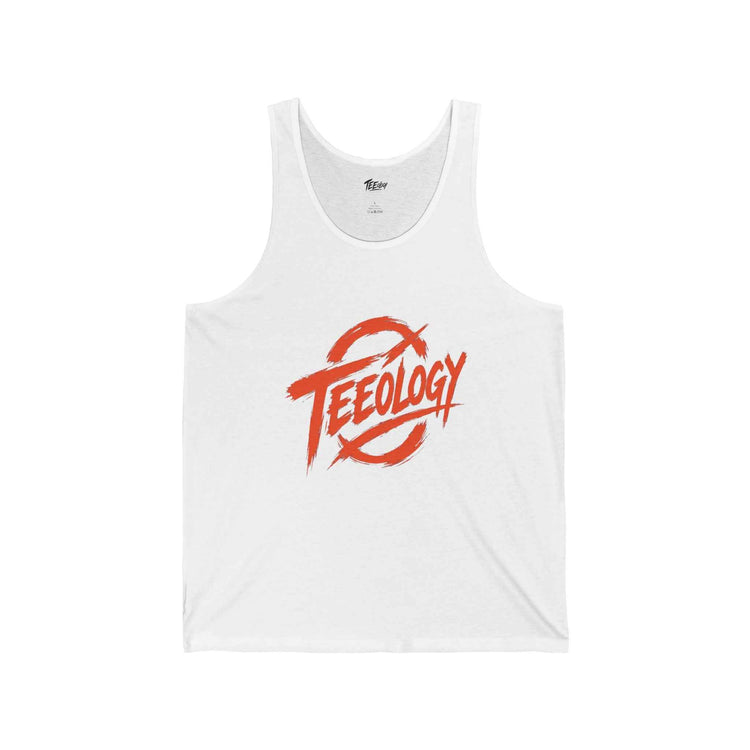 Teeology Logo Tank Top — Red Retro Graphic Jersey Tank