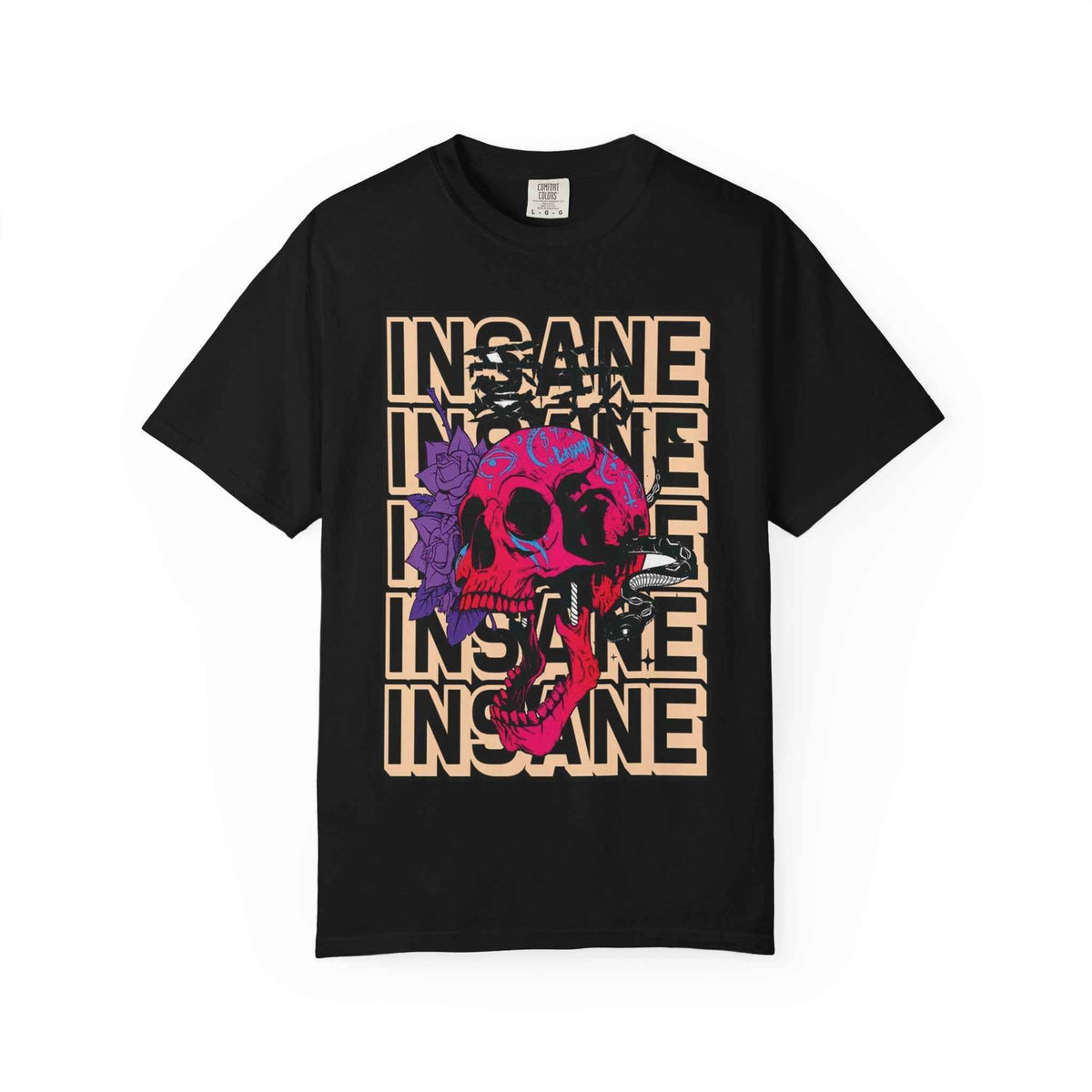 Insane Skull Tee — Retro Neon Skull Graphic T‑Shirt Unisex