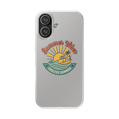 Summer Vibes Clear Phone Case - "Endless Summer" Beach Sun & Palm Design