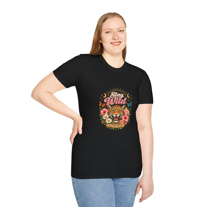 Stay Wild tiger floral graphic T-shirt by Teeology Clothing