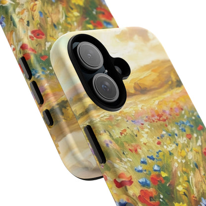 Floral Meadow Tough Phone Case — Painted Wildflower Field Protective Cover - Teeology Clothing