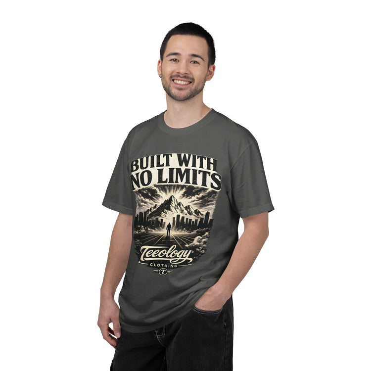 Built With No Limits mountain graphic T-shirt by Teeology Clothing