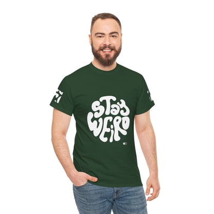Stay Weird retro psychedelic graphic T-shirt by Teeology Clothing