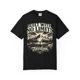 Built With No Limits mountain graphic T-shirt by Teeology Clothing