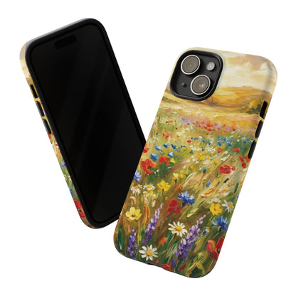 Floral Meadow Tough Phone Case — Painted Wildflower Field Protective Cover - Teeology Clothing