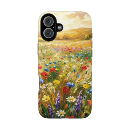 Floral Meadow Tough Phone Case — Painted Wildflower Field Protective Cover - Teeology Clothing