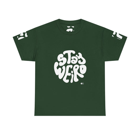 Stay Weird retro psychedelic graphic T-shirt by Teeology Clothing