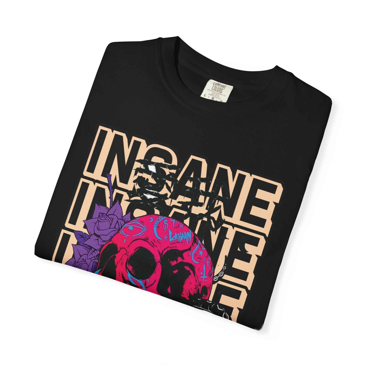 Insane Skull Tee — Retro Neon Skull Graphic T‑Shirt Unisex
