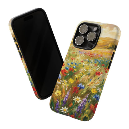 Floral Meadow Tough Phone Case — Painted Wildflower Field Protective Cover - Teeology Clothing