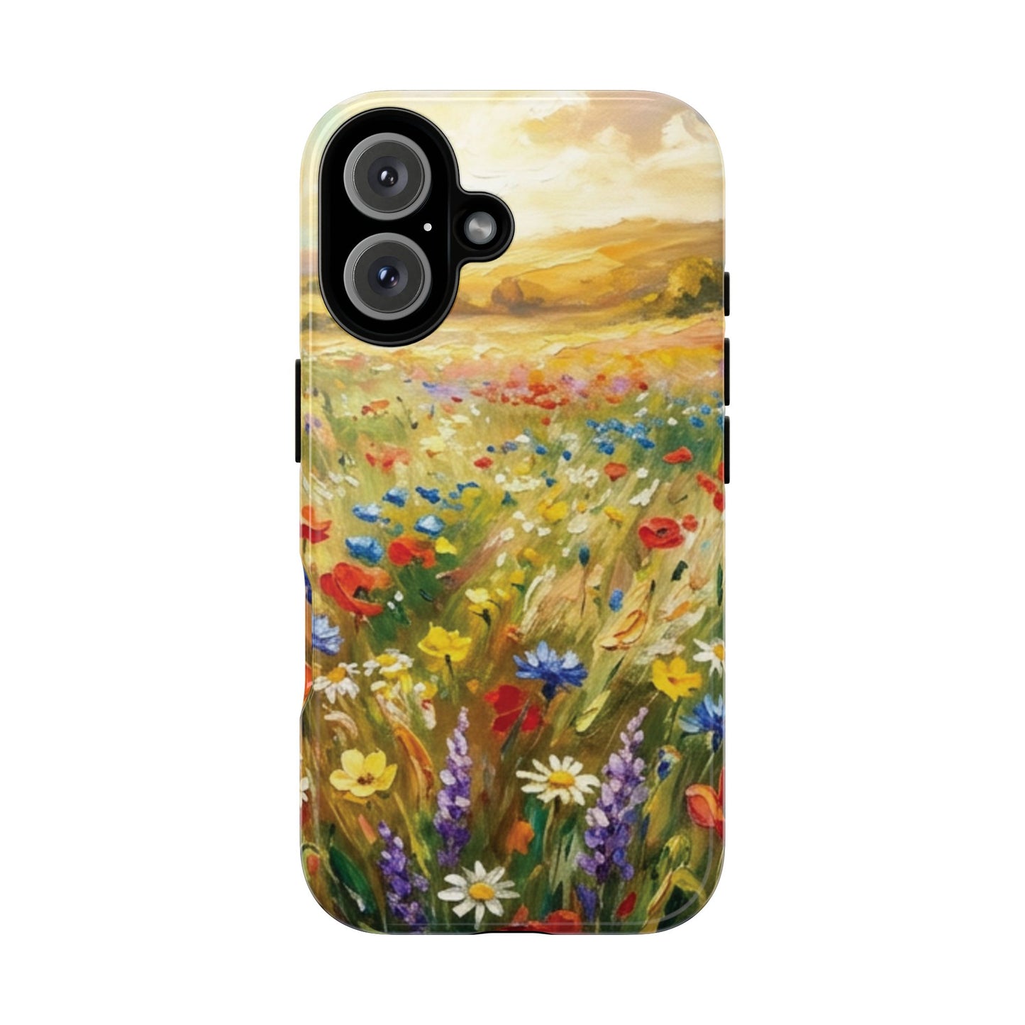 Floral Meadow Tough Phone Case — Painted Wildflower Field Protective Cover