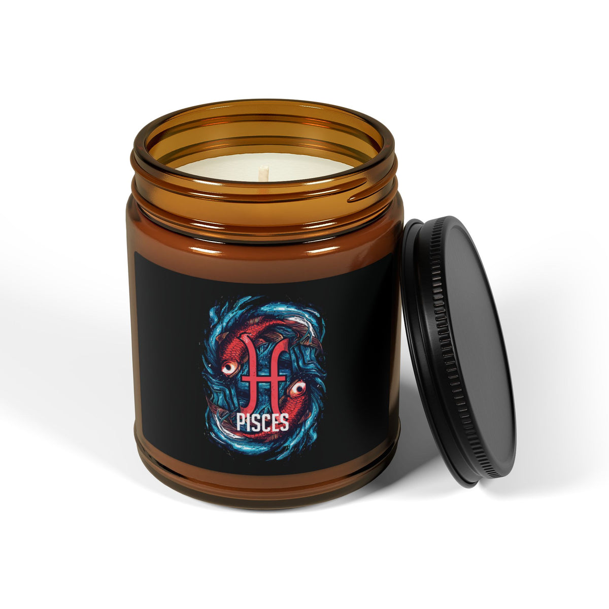 Pisces Zodiac soy candle in amber jar
