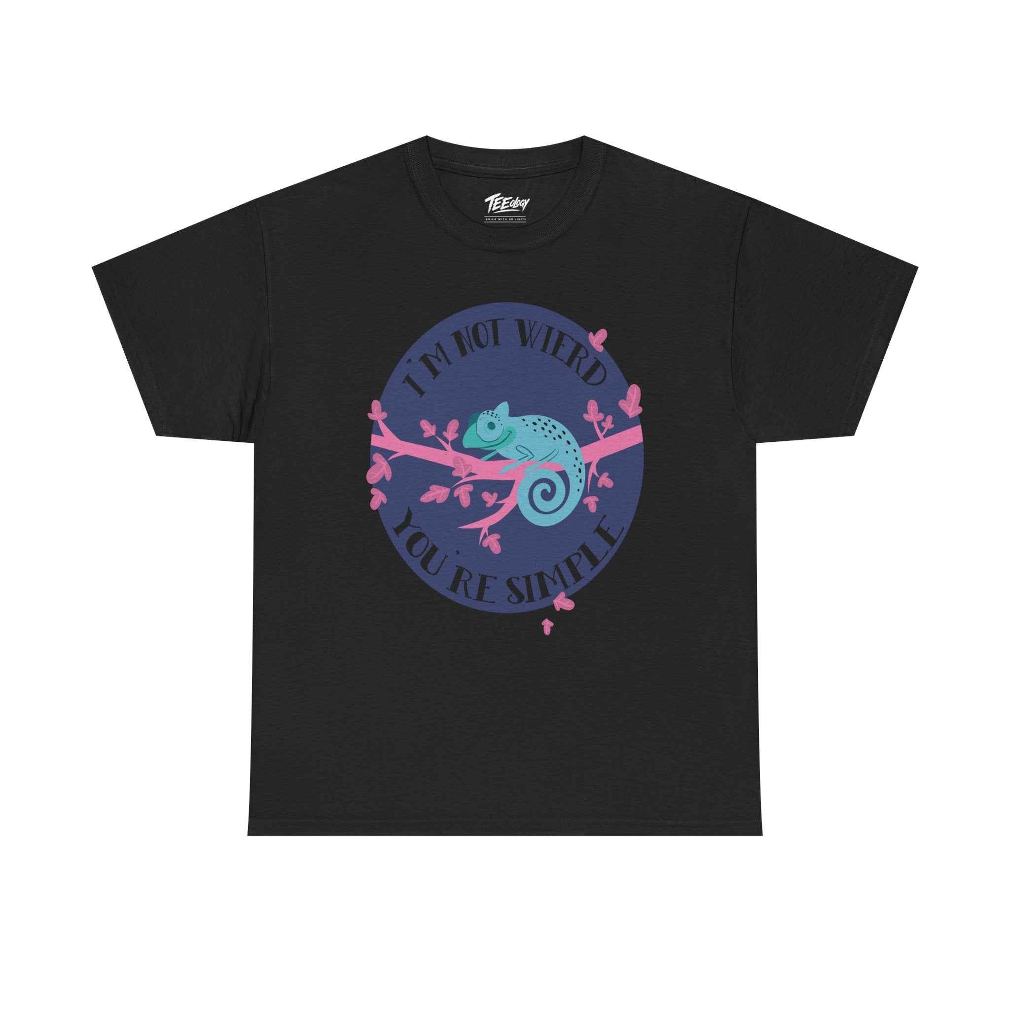 Chameleon Graphic Tee - "I'm Not Weird, You're Simple" Funny Nature Shirt