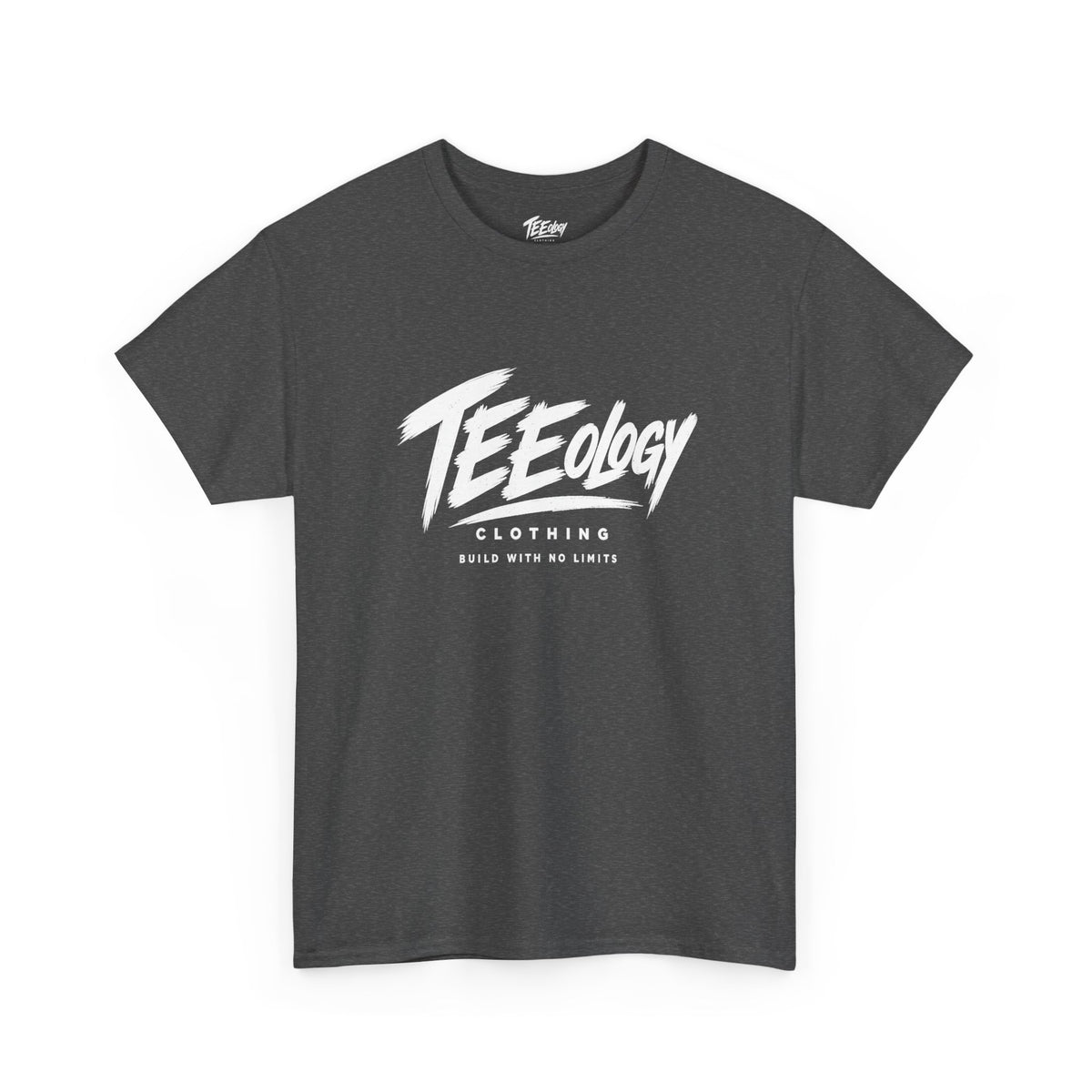 Teeology Brush Script logo graphic T-shirt