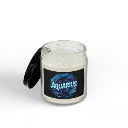 Aquarius Zodiac soy candle in scented jar