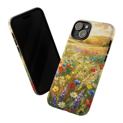 Floral Meadow Tough Phone Case — Painted Wildflower Field Protective Cover - Teeology Clothing