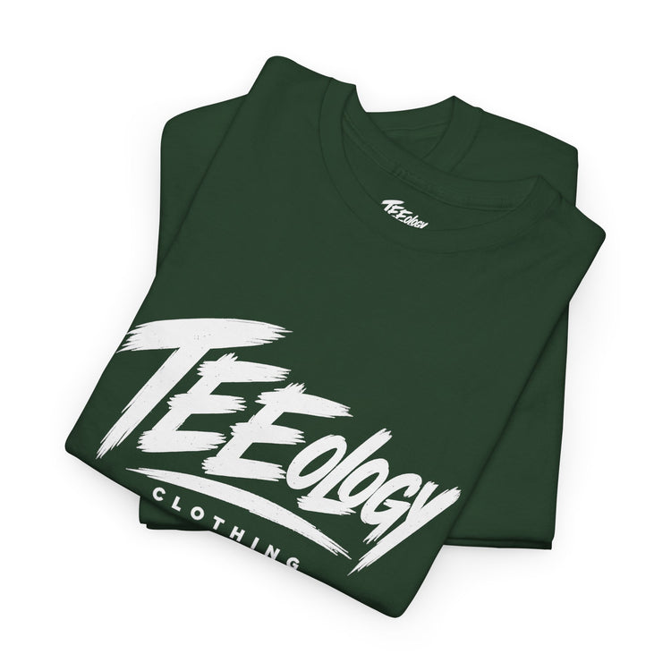 Teeology Brush Script logo graphic T-shirt