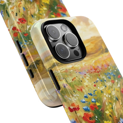 Floral Meadow Tough Phone Case with painted wildflower artwork