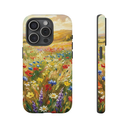 Floral Meadow Tough Phone Case — Painted Wildflower Field Protective Cover - Teeology Clothing