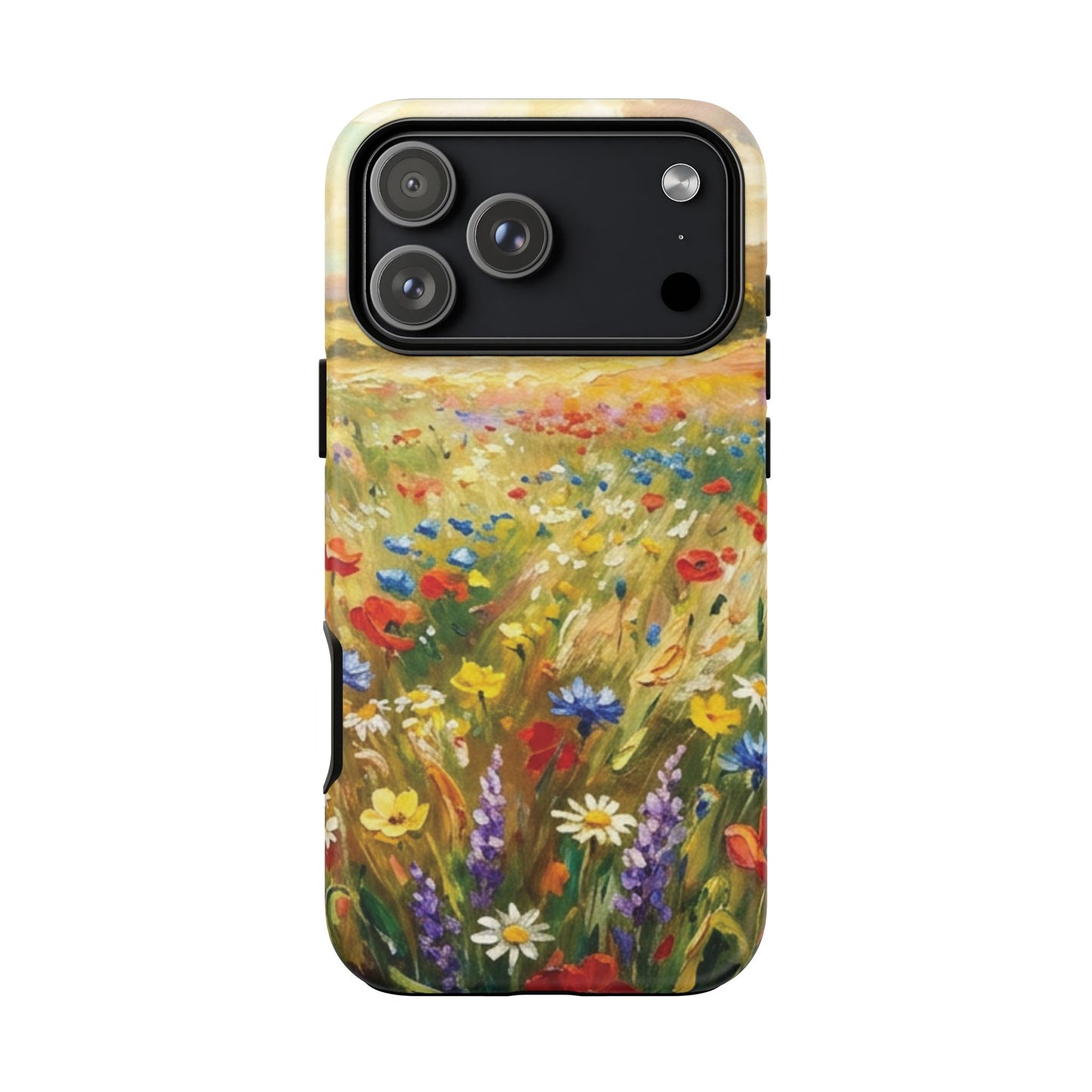 Floral Meadow Tough Phone Case — Painted Wildflower Field Protective Cover
