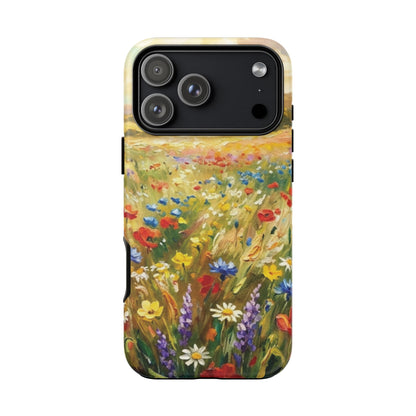 Floral Meadow Tough Phone Case — Painted Wildflower Field Protective Cover - Teeology Clothing