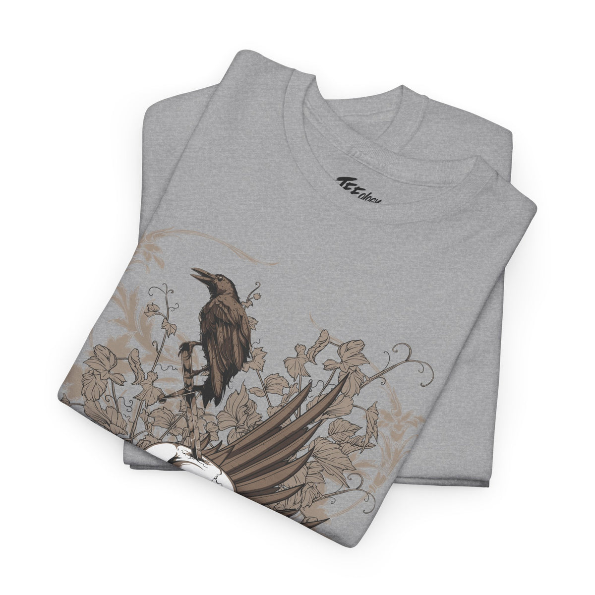 Forever Resting Head gothic skull and raven graphic T-shirt