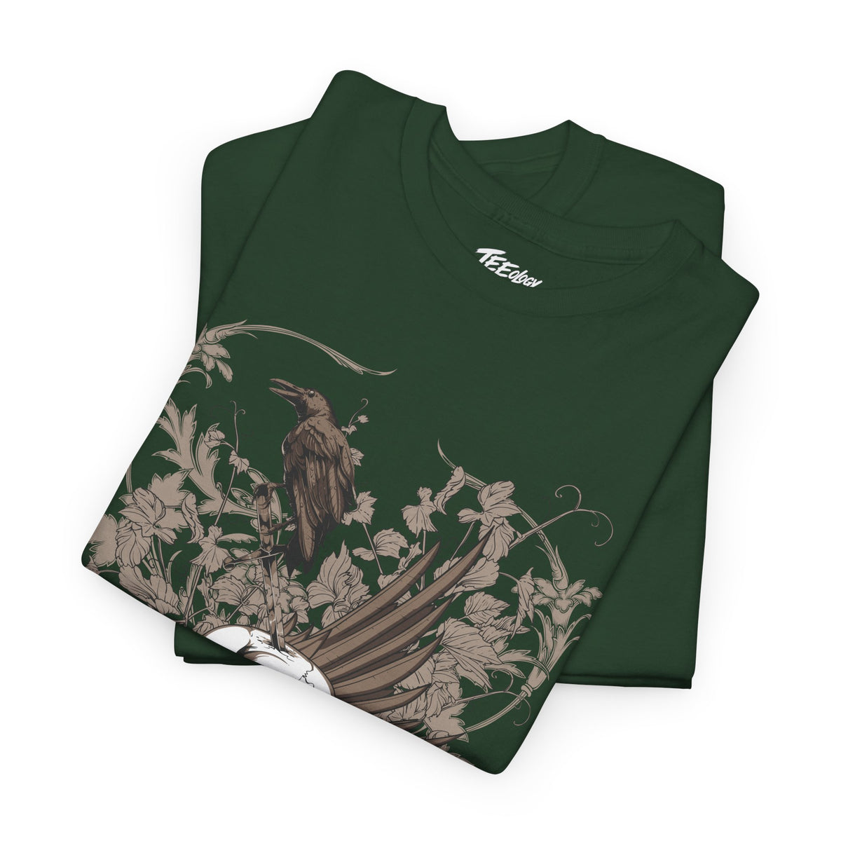 Forever Resting Head gothic skull and raven graphic T-shirt