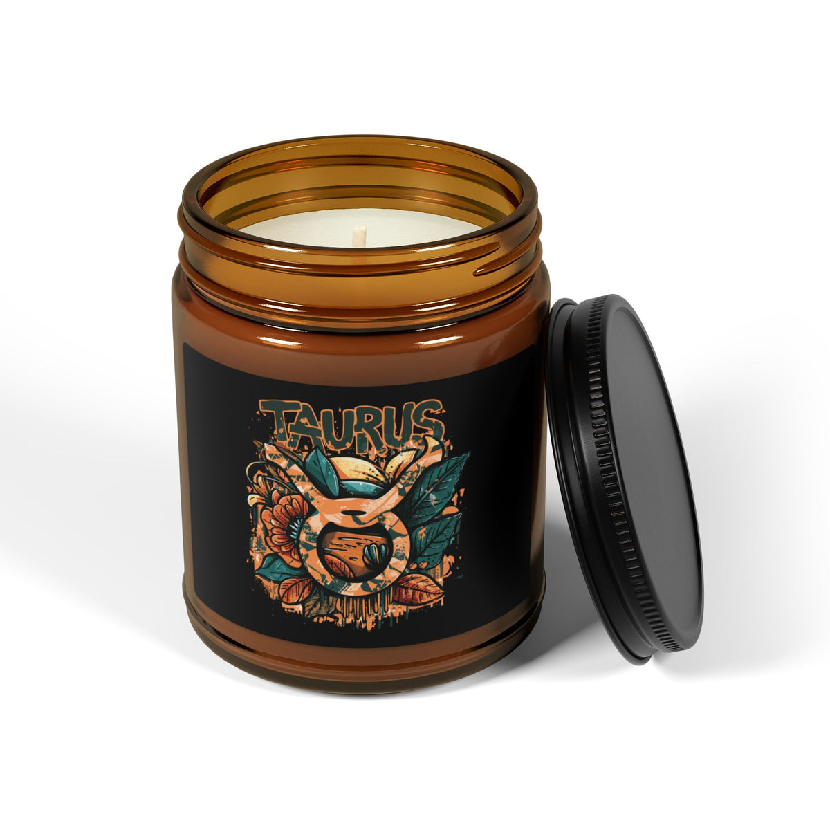 Taurus Zodiac soy candle in amber jar