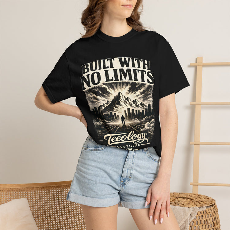Built With No Limits mountain graphic T-shirt by Teeology Clothing