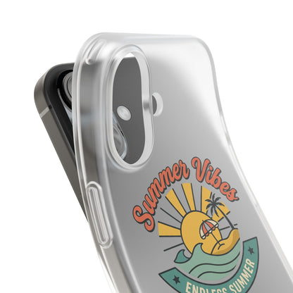 Summer Vibes Clear Phone Case - "Endless Summer" Beach Sun & Palm Design