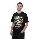 Built With No Limits mountain graphic T-shirt by Teeology Clothing