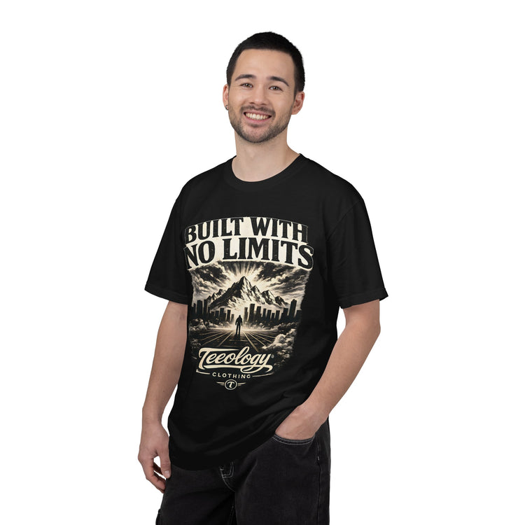 Built With No Limits mountain graphic T-shirt by Teeology Clothing