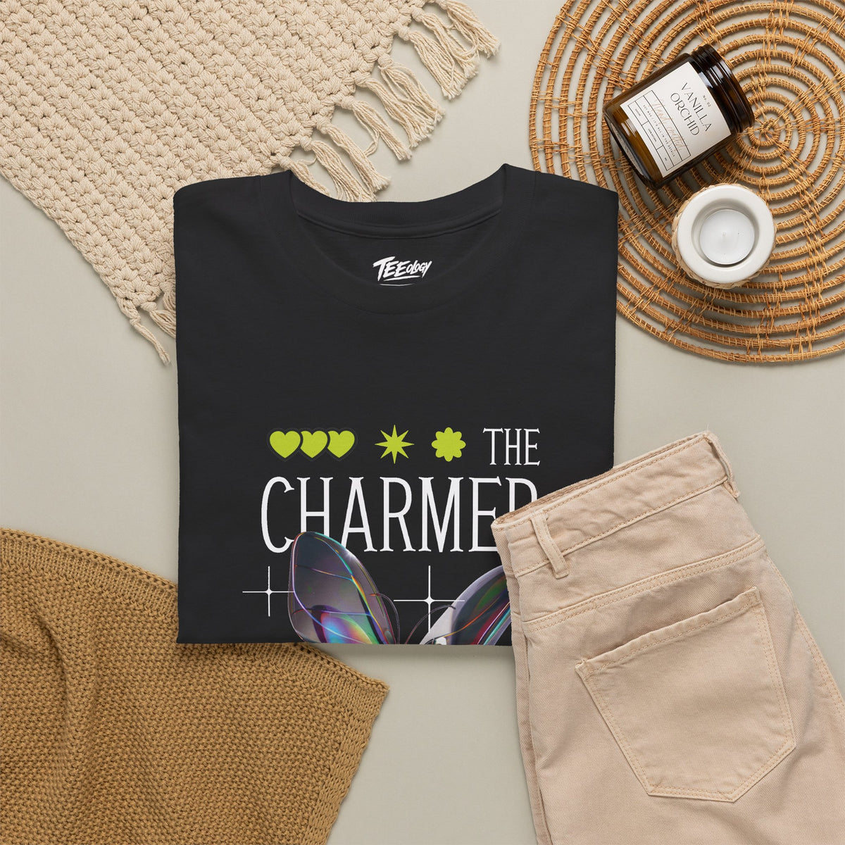 The Charmer neon holographic bunny graphic T-shirt