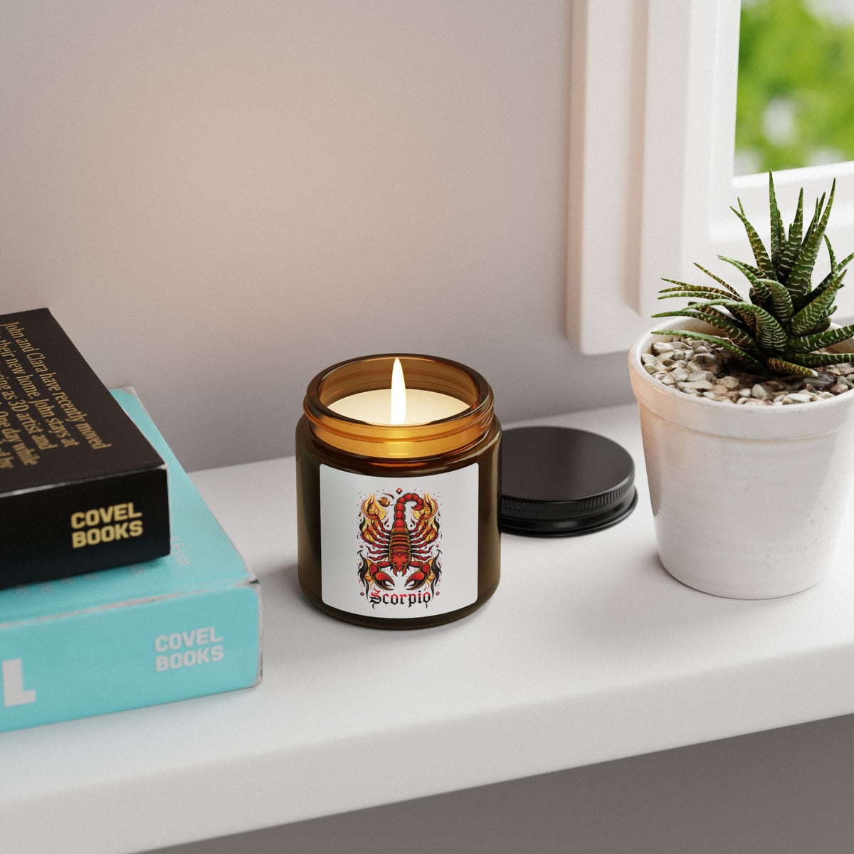 Scorpio Zodiac soy candle in amber jar