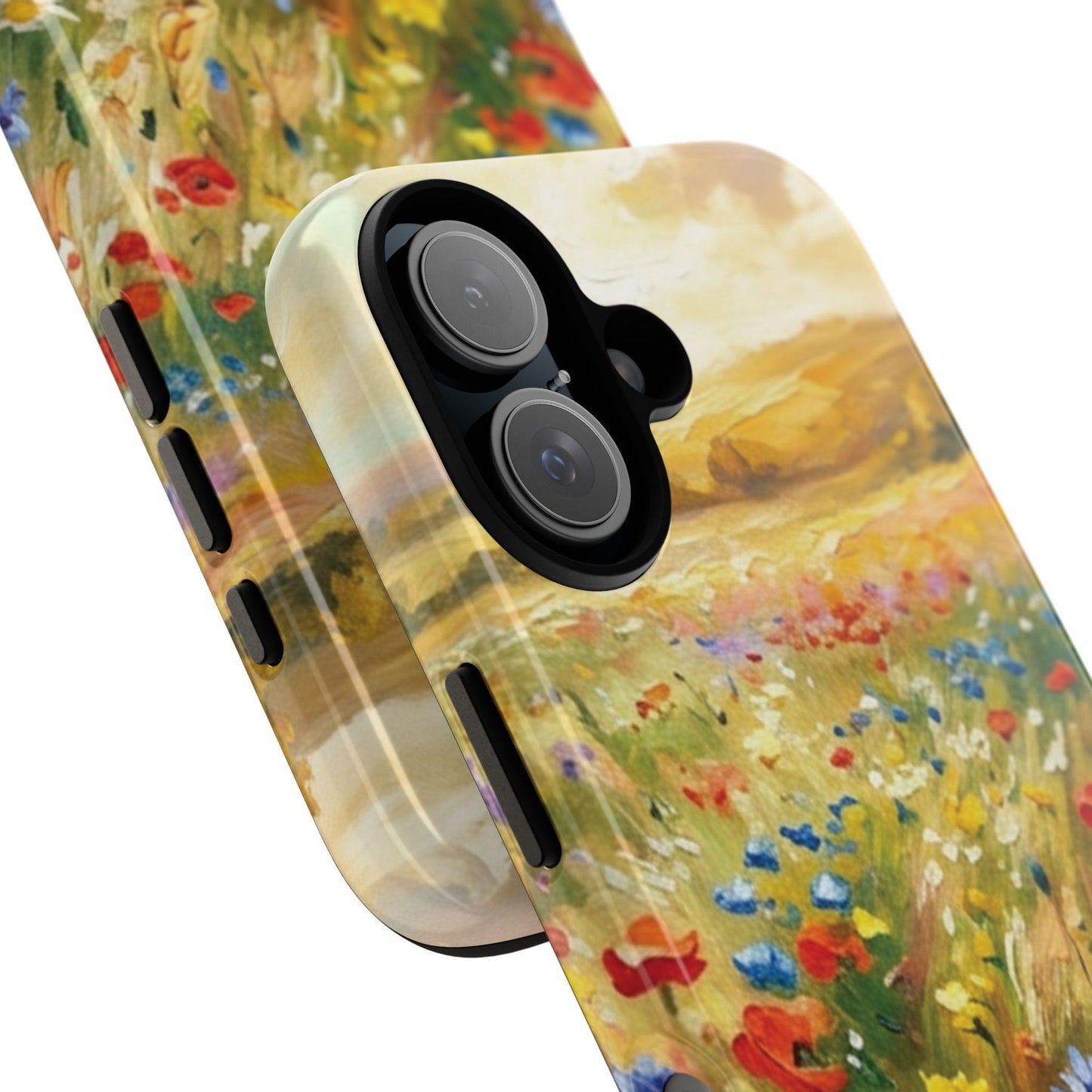 Floral Meadow Tough Phone Case — Painted Wildflower Field Protective Cover