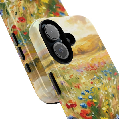 Floral Meadow Tough Phone Case — Painted Wildflower Field Protective Cover - Teeology Clothing