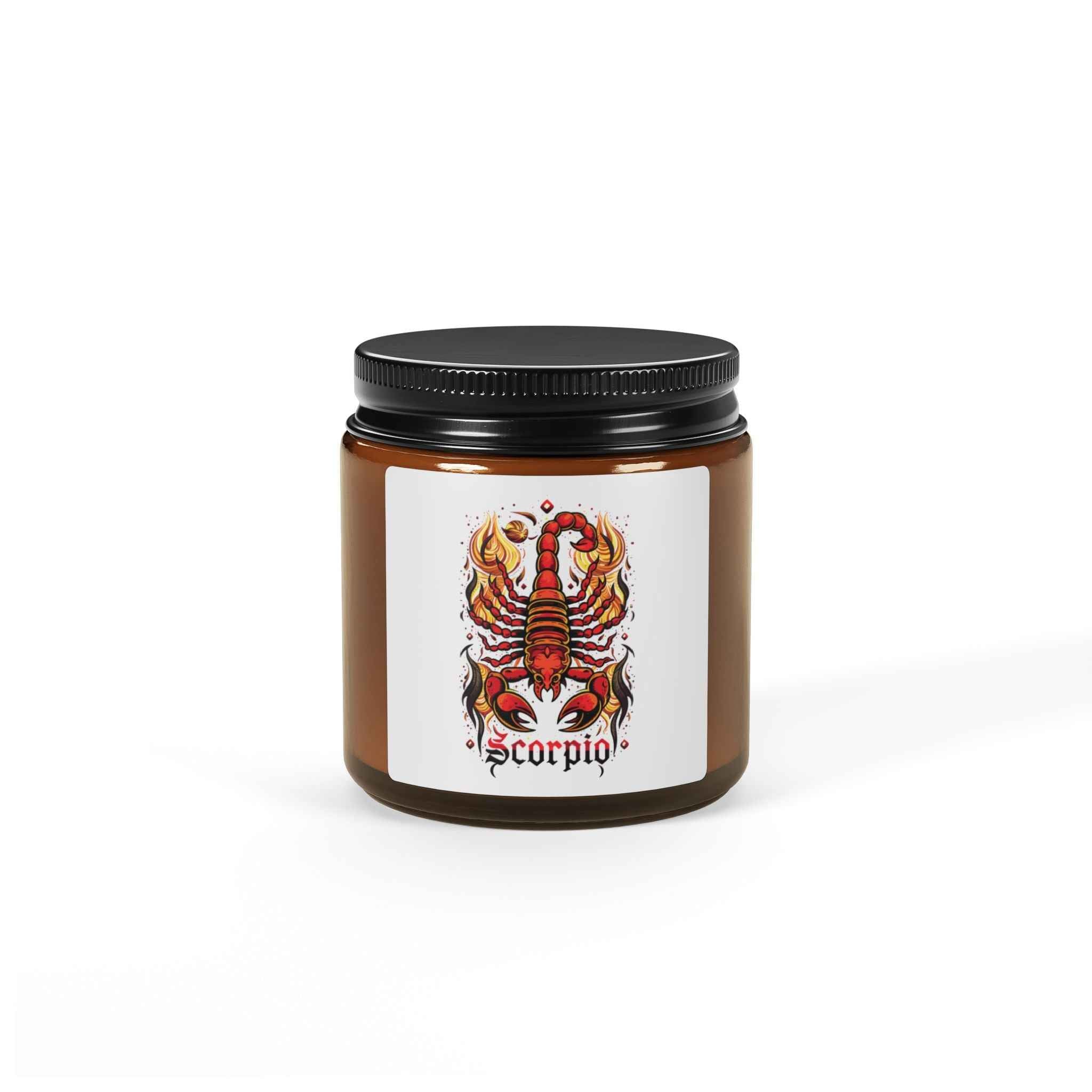Scorpio Scented Soy Candle — Amber Jar Zodiac Candle (Astrology Gift)