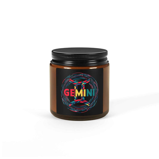 Gemini Zodiac Soy Candle — Amber Jar Scented Candle (Astrology Gift)