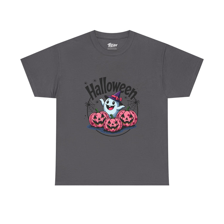 Ghost and jack-o’-lantern Halloween T-shirt by Teeology Clothing