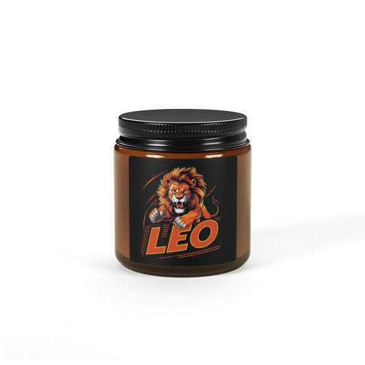 Leo Zodiac soy candle in amber jar