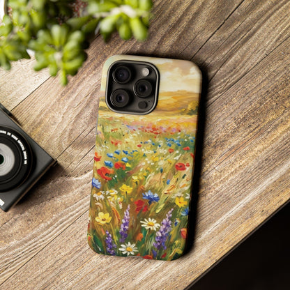 Floral Meadow Tough Phone Case — Painted Wildflower Field Protective Cover - Teeology Clothing